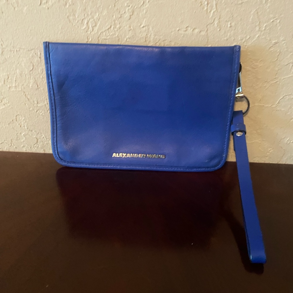 Alexander Wang Cobalt Blue Leather Wristlet Prisma Pochette Amazing $495